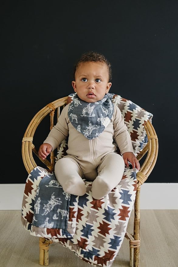 Mebie Baby Muslin Cotton Bib, 3 pack, Baby Bib Set for Burp, Spit Up, Drool, Bandana Bibs for Baby Boy or Baby Girl