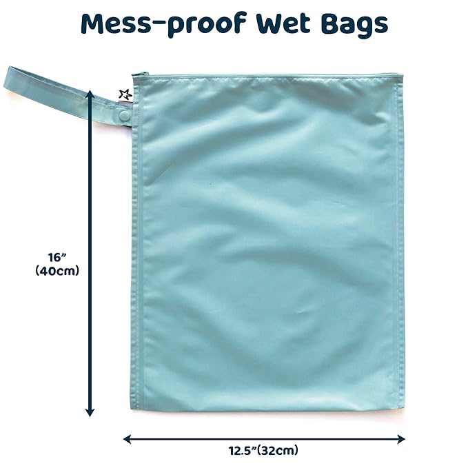 Tiny Twinkle Wet Dry Bag – 2 Pack Reusable Waterproof & Mess Proof Wet Bags for Swimsuits & Travel, Baby Towels & Beach Essentials,a Diaper Bag Must-Have(Slate, Olive)