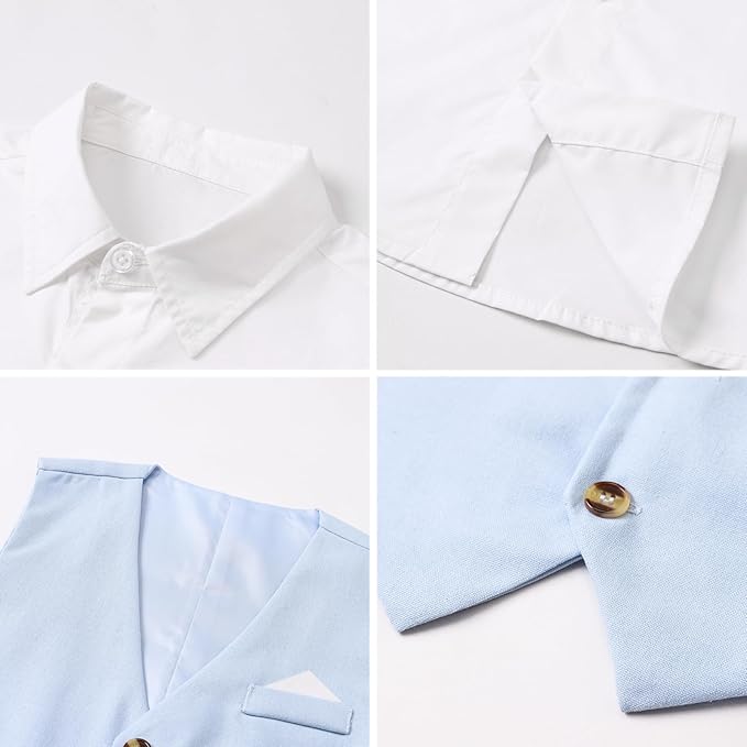 SANGTREE Boys Cotton Linen Suit Formal Set Baby Clothes Boy Gentleman Wedding Ring Bearer Outfits, 3 Months - 9 Years