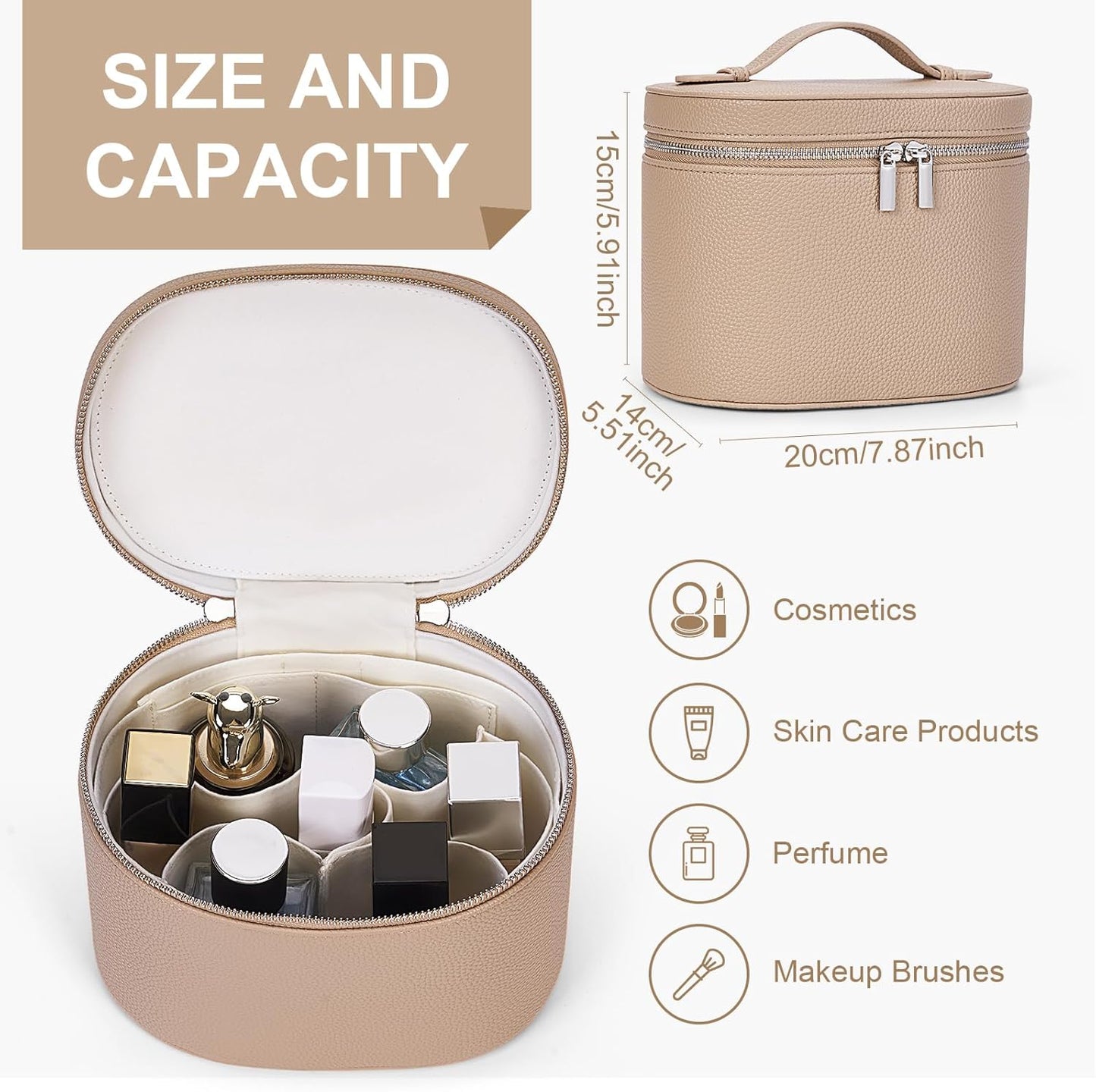 YFGBCX Makeup Bag Vanity Case with Removable Divider Travel Toiletry Bag Portable Cosmetic Bag Makeup Organizer Case