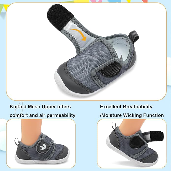 FEETCITY Baby First Walking Shoes Boys Girls Infant Sneakers Crib Shoes Breathable Lightweight Slip On Shoes