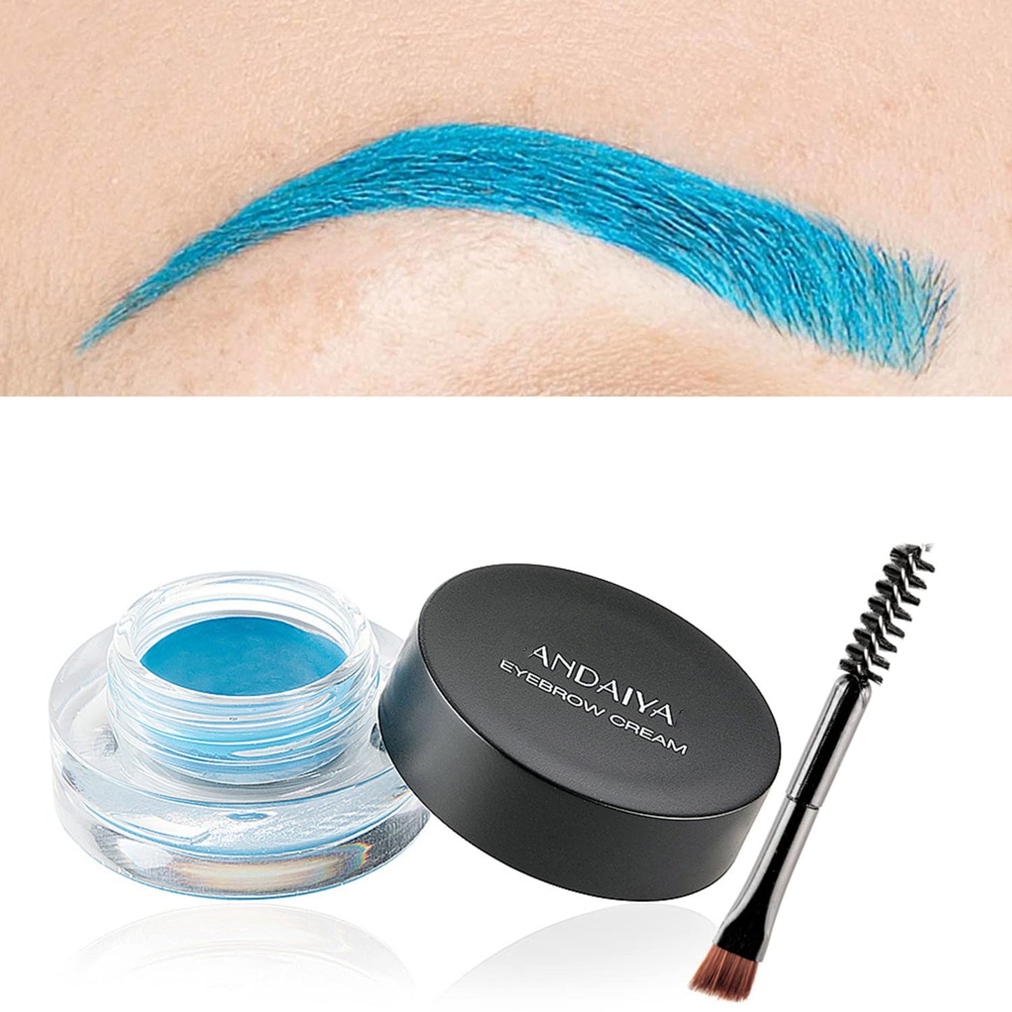 MAEPEOR 12 Colors Eyebrow Pomade Full-pigmented Long Lasting Waterproof Eyebrow Cream Gel Filling & Shaping Tinted Eyebrows Enhancers with Brush for Daily or Cosplay (11 Sky Blue)