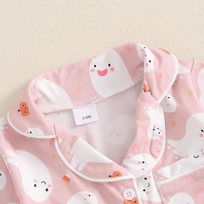 Balaflyie Baby Girl Button Down Pajamas Romper One-Piece Jumpsuit Long Sleeve Sleeper Infant Sleepwear