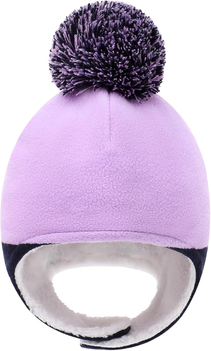 Baby Beanie Hat Pom Full Hood Hat Toddler Winter Hat Fleece Earflap Cap for 6M-4T Boys Girls Winter