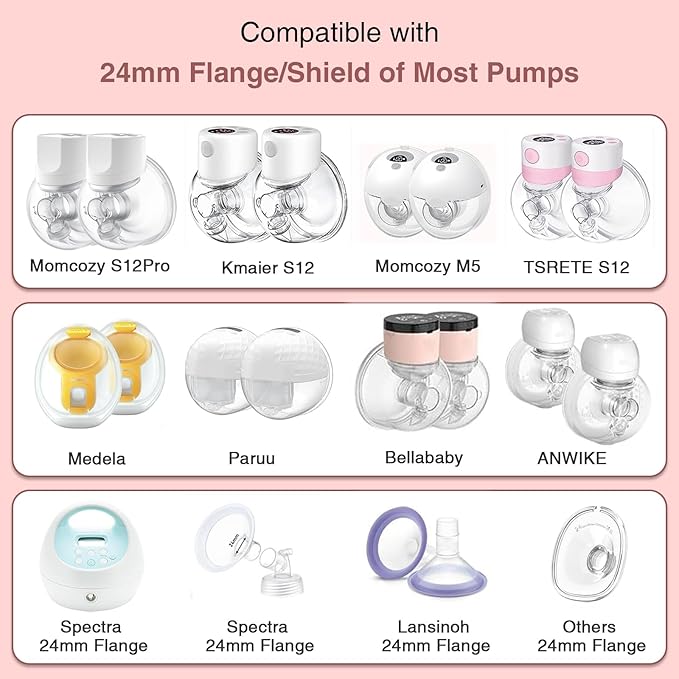 Flange Inserts 15mm for 24mm Flanges/Shields of Pumps, Softer Silicone Flange Insert Compatible with Momcozy/Spectra/eufy/Medela/TSRETE Breastpump, Replacement Pump Parts Flanges Sizing Kit, 6PCS-15mm