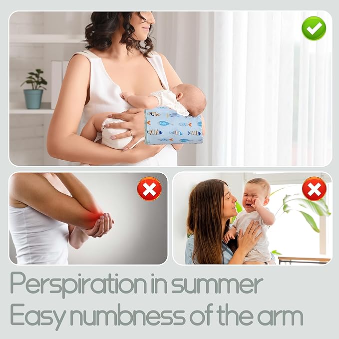 ROYALAY Arm Pillow for Feeding Baby, Soft Cotton Bottle Breast Feeding Pillows for Babies, Double-Sided Available Headrest for Newborn, Gray