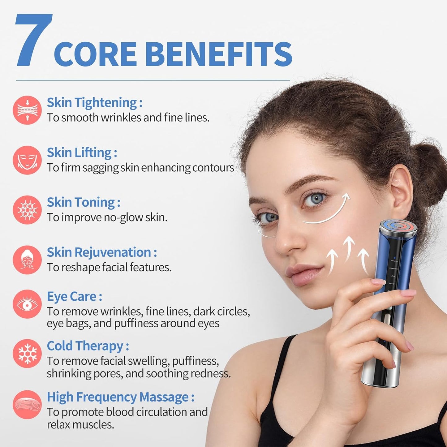 Texet Skin Tightening Device 6-in-1 Microcurrent Facial Device Face Massager, Firming,Lifting, Toning, Wrinkle