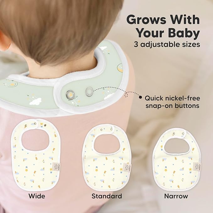 8-Pack Organic Baby Bibs for Boys, Girls - Soft Cotton Drooling and Teething Bibs for Baby Girl & Boy, Extra Absorbent, Easy to Clean & Put On for Toddler, Newborn, Infant 0-24 Months (Dreamers)