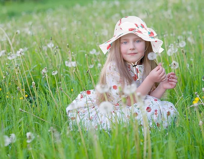 Baby Girl Sun Hat with UPF 50+ Outdoor Adjustable Beach Hat with Wide Brim Bucket Hats