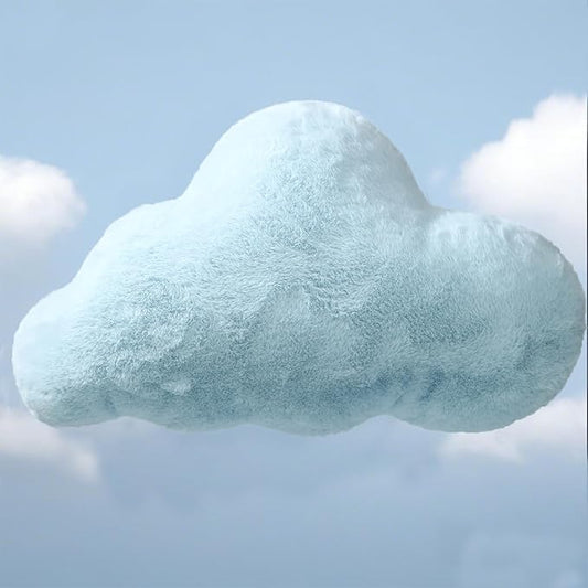YRXRUS Cloud Pillows, Blue Cloud Shaped Pillow, Decorative Throw Pillow Gifts, Cute Plush Room Decor, Fluffy Faux Rabbit Fur 13"x21" Pillows for Living Bedroom Kids Room