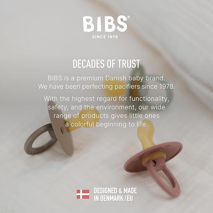 BIBS Pacifiers Colour Collection | Natural Rubber Baby Pacifier | Set of 2 BPA-Free Soothers | Made in Denmark | 0+ Months (Pack of 2) | Island Sea