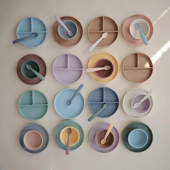 mushie Silicone Suction Plate | BPA-Free Non-Slip Design (Stone)