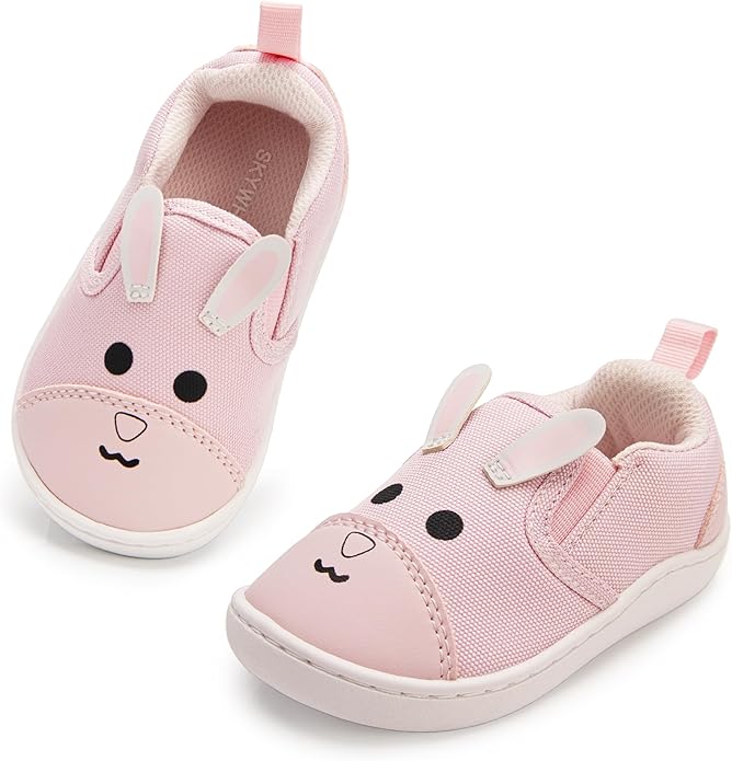 SKYWHEEL Toddler Slip On Shoes Wide Toe Box Barefoot Casual Canvas Walking Tennis Shoes for Boys Girls Cute Sneakers