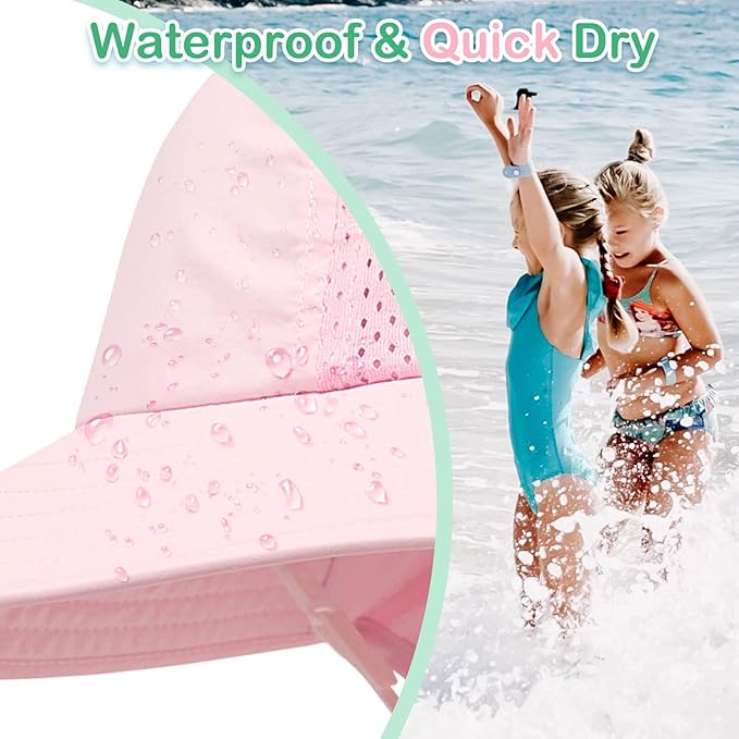 XIAOHAWANG Girls Sun Hat Baby Beach Hats Boys UPF 50+ Kids Summer Protection Cap Toddler Breathable Caps Wide Brim Neck Flap