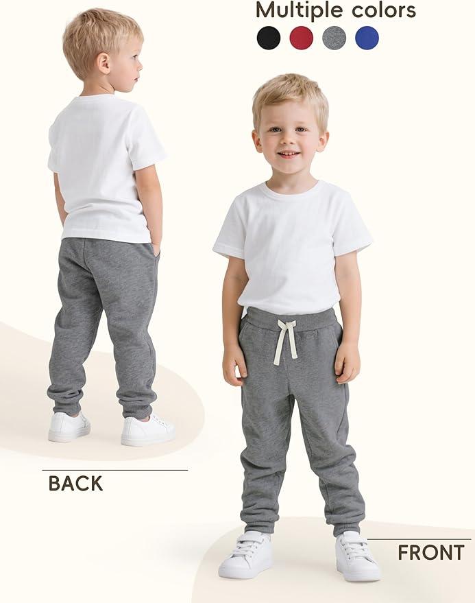 4 Pack Toddler Boys Sweatpants Cotton Baby Kids Joggers Toddler Boys Girls Sweatpants with Pocket Drawstring