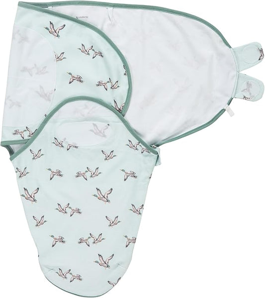 LollyBanks Baby Swaddles, 100% Organic Cotton Swaddle for Newborns Boys and Girls, 0-3 Months Swaddle Sacks with Easy Change Zipper, Newborn Swaddle Baby Registry (Mallard Duck Print)