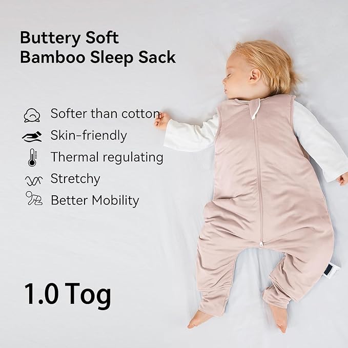 Rayon Made from Bamboo Toddler Sleep Sack with Feet 1.0 Tog Ultra Soft Toddler Sleeping Sack 3t-4t Sleep Bag Walker Quilted Wearable Blanket with Legs 2-Way Zipper Lightweight Extra Long