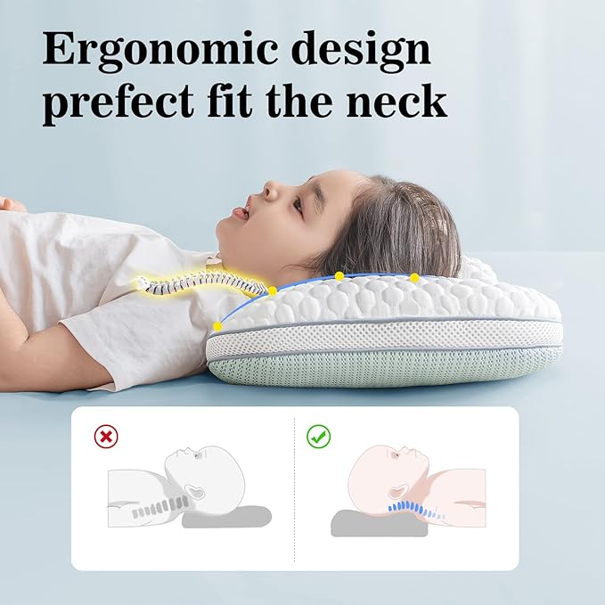 Reidio Toddler Pillows Double Sided Cooling Fabric & Breathable Mesh Kids Pillow Dual Heights Toddler Ergonomic Design Advanced Hose Filler Machine Washable (Rose, H1)