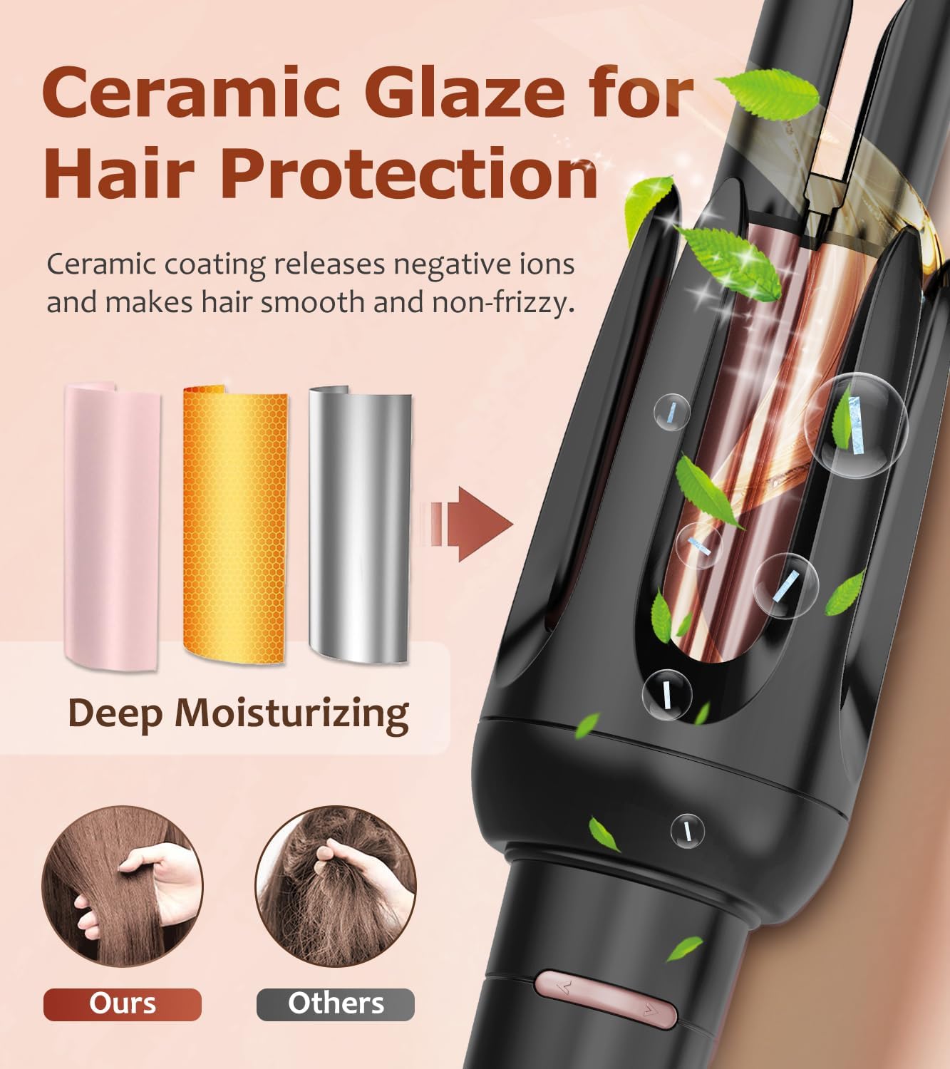 Auto Hair Curler, Automatic Curling Iron with 4 Temperature & 3 Timer, Automatic Shut-Off, Anti-Scald, Anti-Tangle Rotating Curling Wand for Hair Styling, Black