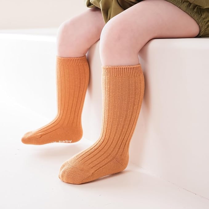 Zumou Toddler Knee High Socks Non Slip Anti Skid Baby Boy Girls Seamless Long Stockings