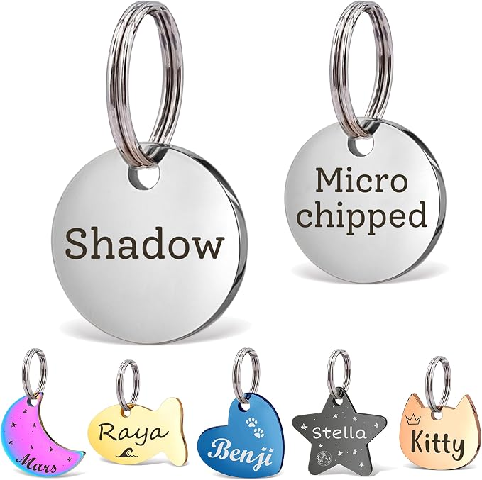 Anavia Small Size Dog Cat ID Tags, Small/XS Personalized Color Plated Stainless by Anavia
