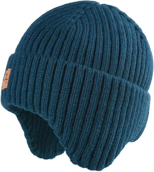 Baby Beanie Fleece Lined Toddler Winter Hat with Ear Flaps Little Girls Boys Warm Hats Cute Beanies for Kids