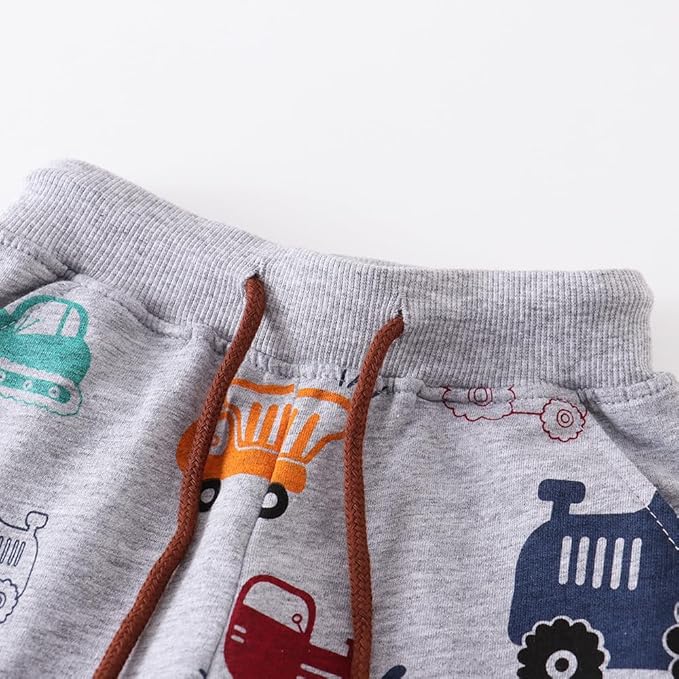 Boys Pants, Toddler 3 Pack Drawstring Elastic Sweatpants Cartoon Active Joggers