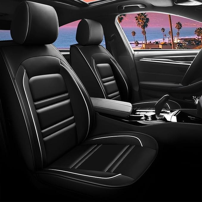 Seat Cover for Toyota Corolla Cross 2022-2025 | Car Seat Covers Front Seats, Waterproof Seat Protectors, Automotive Front Seat Covers (Front Seat, Black&White Line)