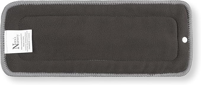 Nora's Nursery 10 Pack Charcoal & Microfiber Inserts with Snap - 5 Layers - Reusable and Absorbent - 13" x 5" Perfect for Any Diaper
