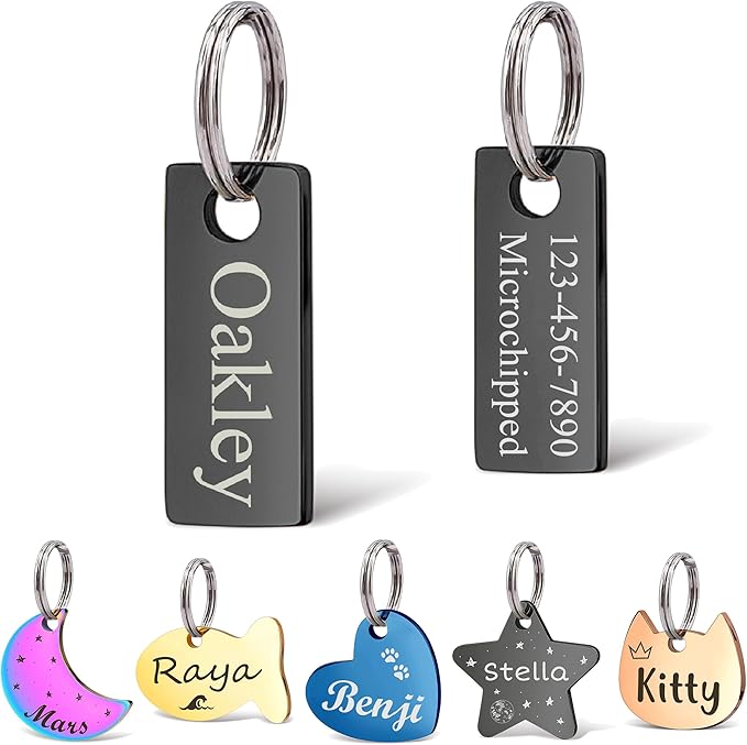 Anavia Small Size Dog Cat ID Tags, Small/XS Personalized Color Plated Stainless by Anavia