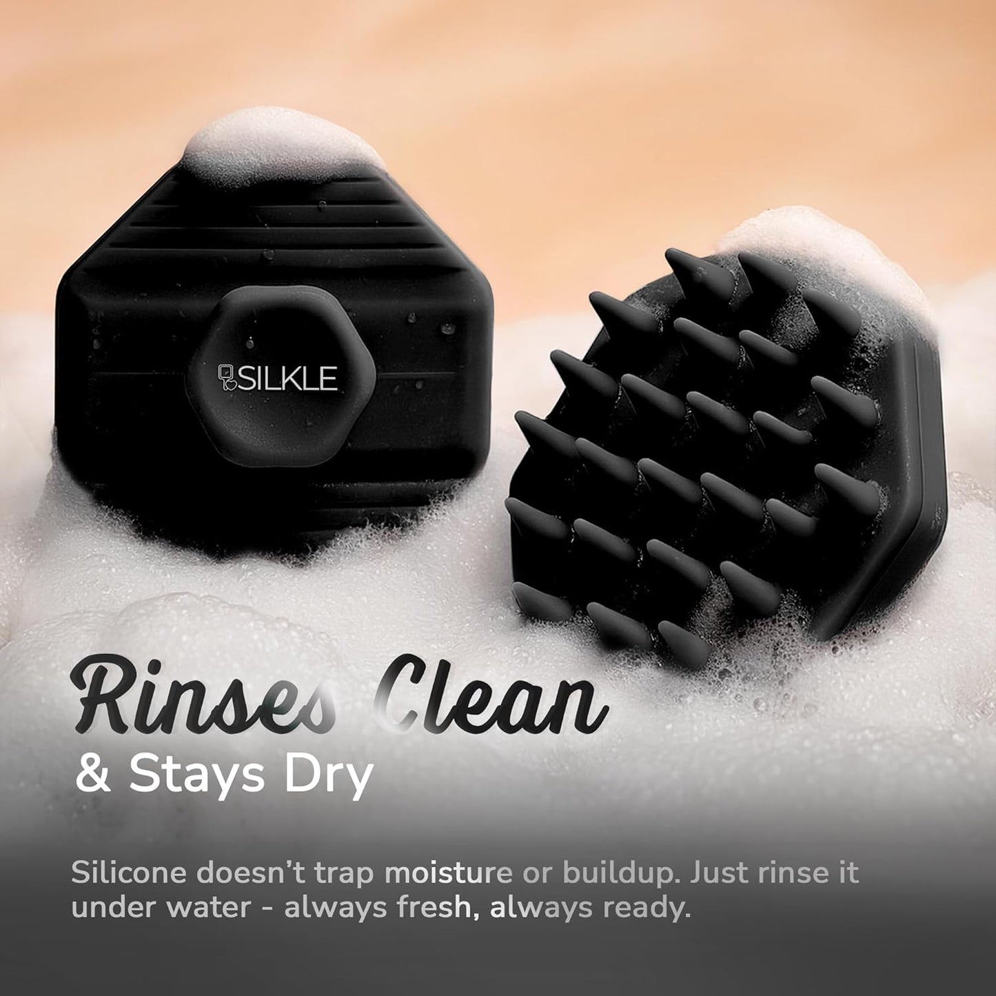 Silicone Scalp Scrubber - Massage Shampoo Brush, Soft Bristles for Hair Growth & Dandruff Removal - Ergonomic Design, Wet & Dry Use, Deep Cleansing Scalp Exfoliator for All Hair Types - Black