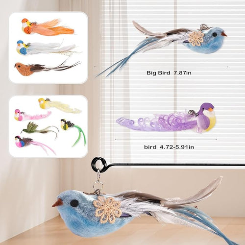 10PCS Cat Bird Toy Refills Feather Cat Wand Attachments - Image 2