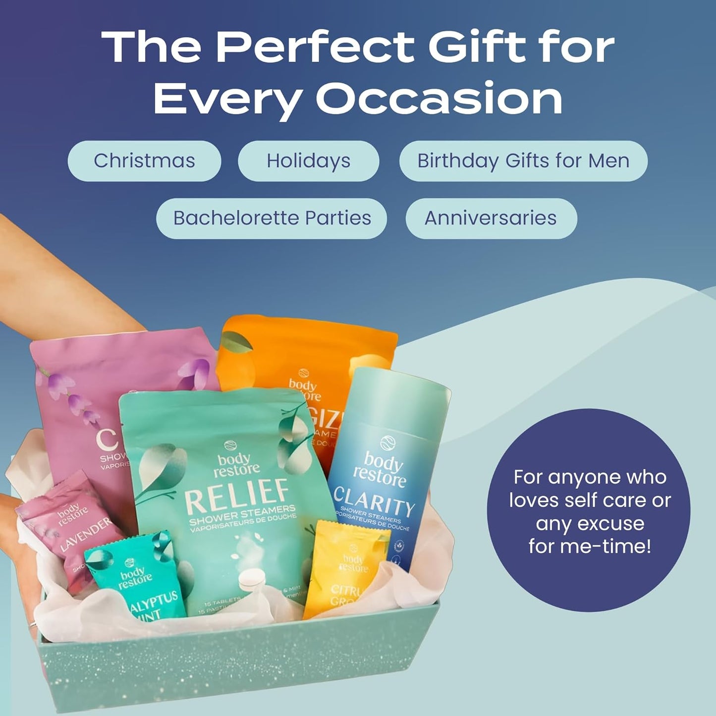 Body Restore Shower Steamers Aromatherapy 6 Pack - Christmas Stocking Stuffers for Men, Birthday Gifts for Women, White Elephant, Relaxation, Self Care - Clarity