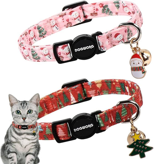 2 Pack Christmas Cat Collars Breakaway by DOGWONG
