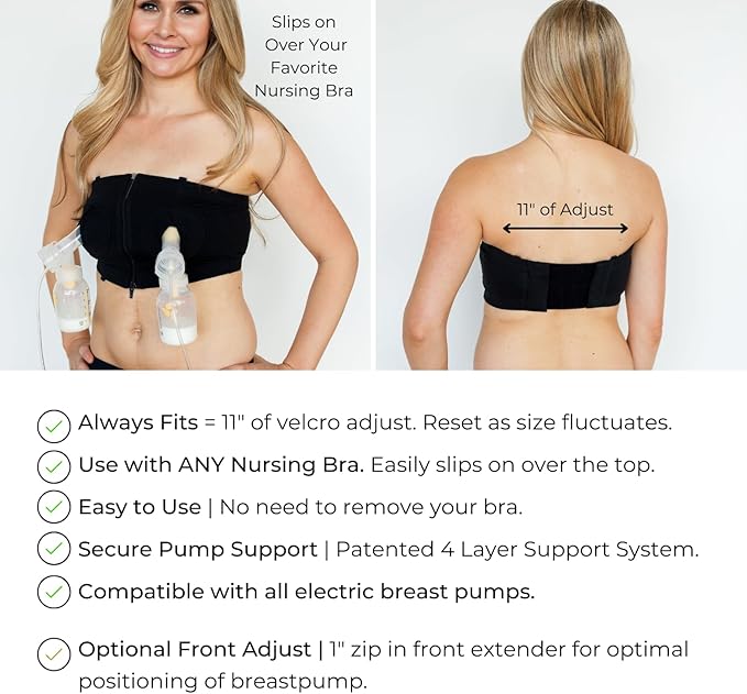 Hands-Free Pumping Bra - Comfortable, Adjustable, Customizable - Converts Nursing Bra or Maternity Bra to Breast Pump Bra