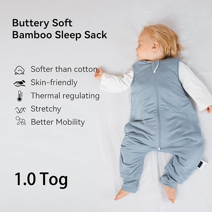 Rayon Made from Bamboo Toddler Sleep Sack with Feet 12-24 Months 1.0 Tog Ultra Soft Toddler Sleeping Sack 1t-2t Sleep Bag Walker Quilted Wearable Blanket with Legs 2-Way Zipper Lightweight