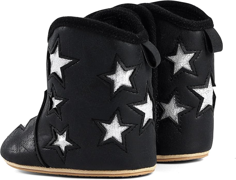 MK MATT KEELY Leather Western Boots Cowboy Bootie Soft Sole Non-Slip Crib Shoes for Baby Infant Toddler Girls Boys Newborn