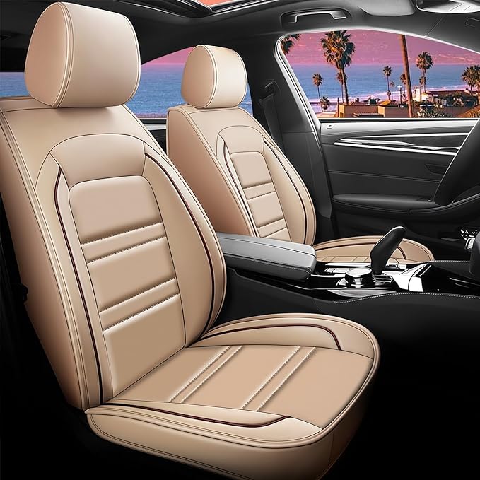 Car Seat Cover for Chrysler Car Sebring 2000-2010 | Car Seat Covers Front Seats, Waterproof Seat Protectors, Automotive Front Seat Covers (Front Seat, Beige)