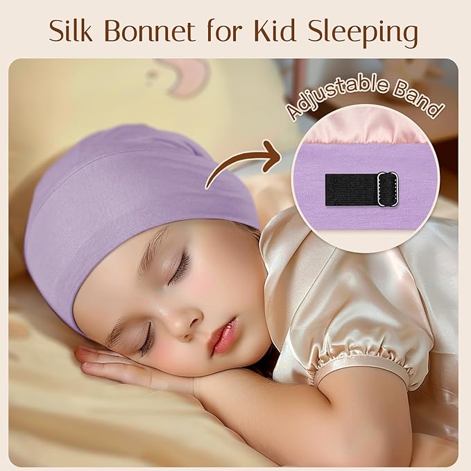 OLESILK Silk Toddler Bonnet 6-36 Months: 100% Mulberry Silk & Modal, Anti-Frizz for Curly Hair, Adjustable Fit Growing Baby