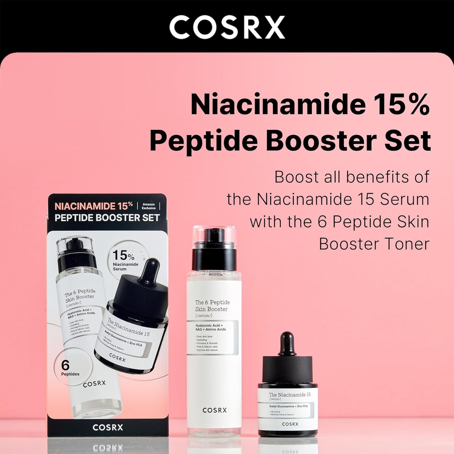 COSRX Niacinamide 15% Peptide Booster Set - Amazon Exclusive - Korean Skin Care Set, Gift Sets, Niacinamide Serum, Face Serum