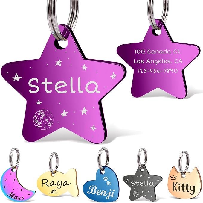 Anavia Small Size Dog Cat ID Tags, Small/XS Personalized Color Plated Stainless by Anavia