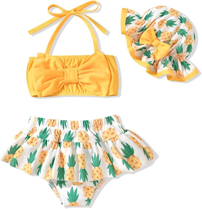 Aalizzwell Baby Girl 2-Piece Bikini Swimsuit with Hat