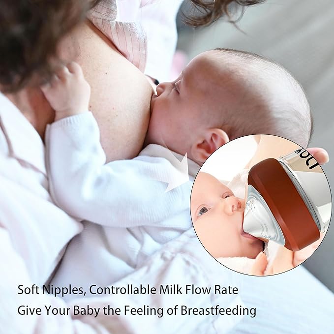 Silicone Bottle Nipple, Anti Colic Nipples for Baby, Natural Feel, S, 1 Months+, 4 Counts