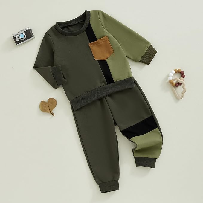 Toddler Baby Boy Fall Outfits Long Sleeve Crew Neck Pullover Sweatshirt + Jogger Pants Set Infant Winter Clothes
