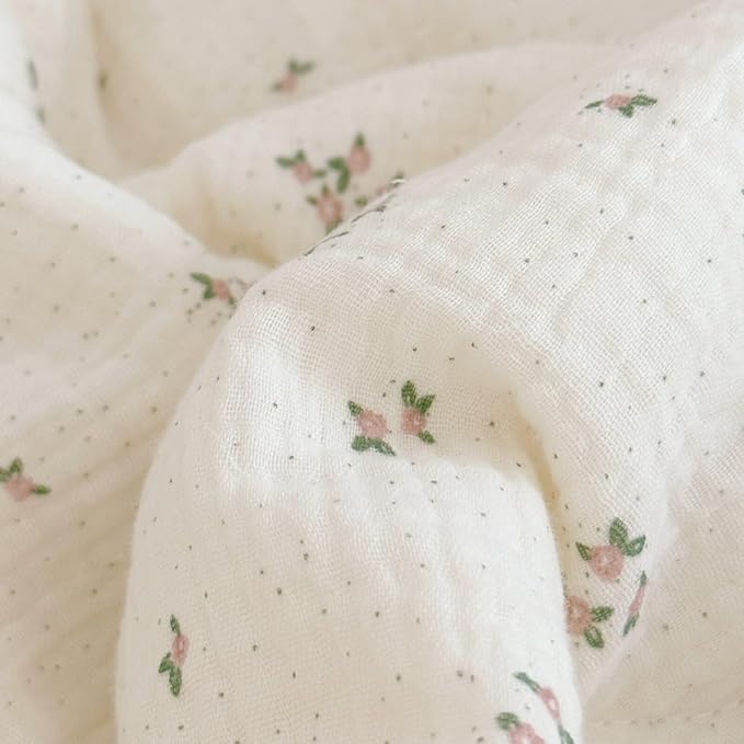 BuLuTu Beige Floral Toddler Pillowcase Muslin with Ruffles,Kids Girls Standard Pillow Cases Fit for Children Pillow Sized 16"x 22"/20"x 26", Envelope Closure, Primrose Pattern,1 Pack