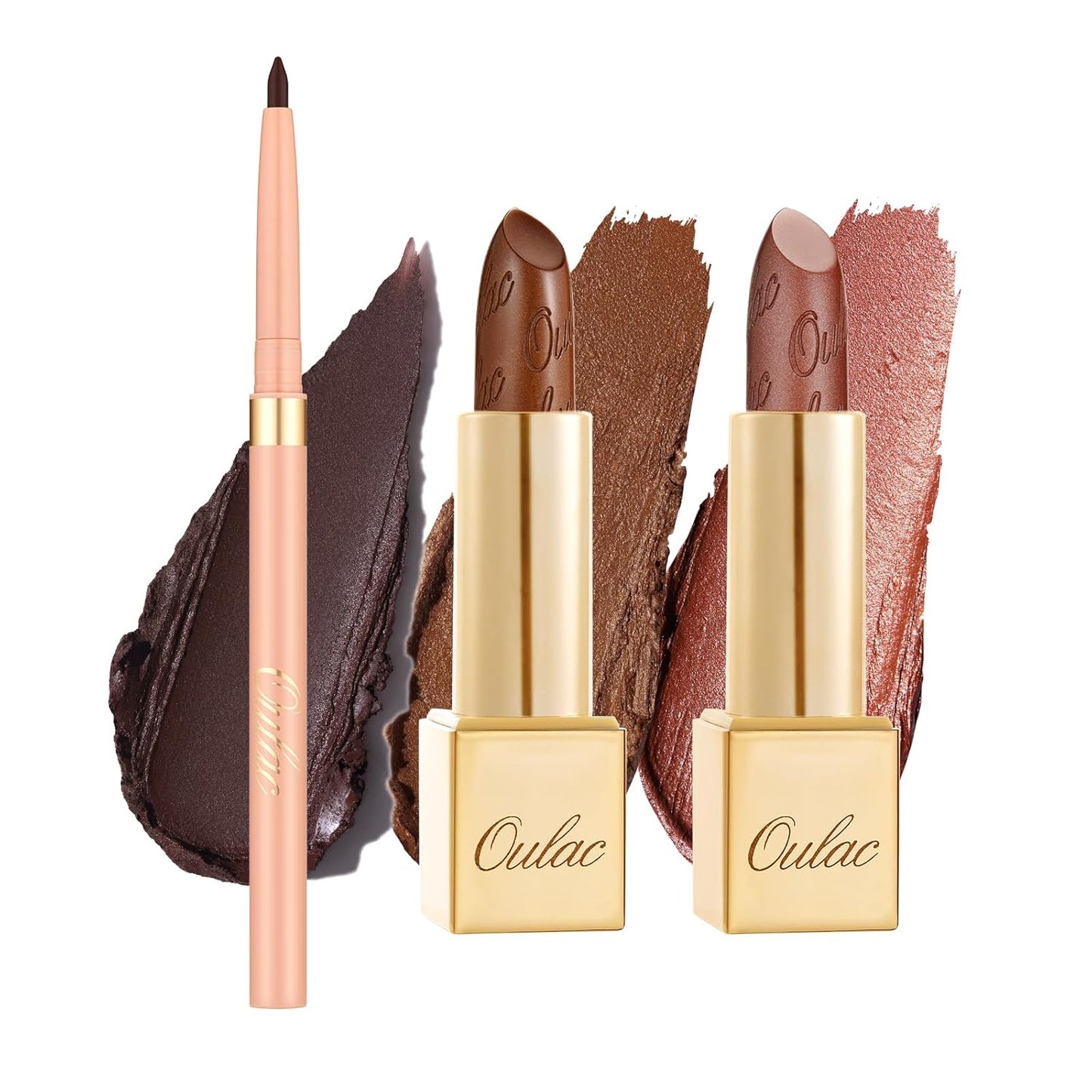 Oulac Lipstick & Lipliner Set 3PCS High Impact Lipcolor with Moisturizing Formula, Vegan Beauty, Full-Coverage Lip Color, Gift Lipstick for Women, 03+08+24