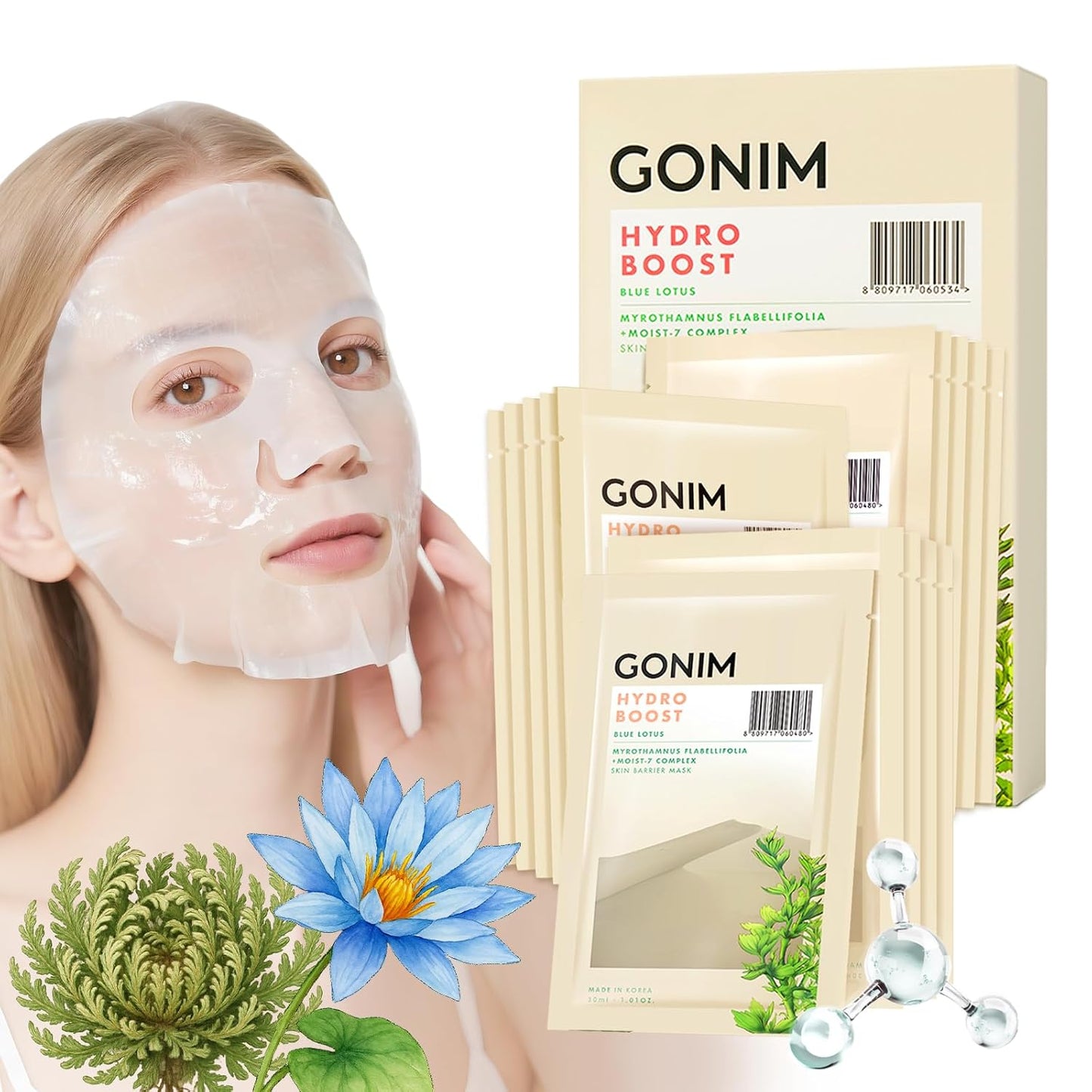 Face Mask Korean Skin Care with Hyaluronic Acid & Collagen Activation- Face Masks Skincare Hydration, Anti Aging & Moisturizing Sheet Mask, Travel Essentials, Korean Face Mask 30ml x15 Sheets