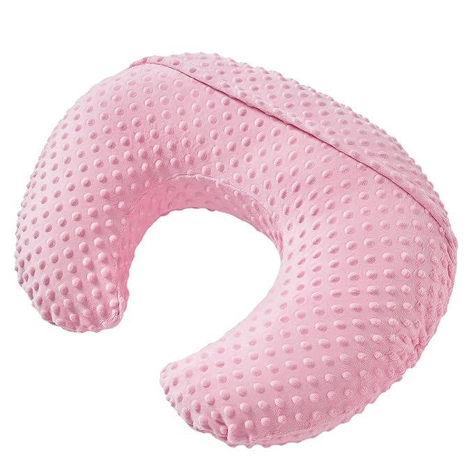 Nursing Pillow and Positioner with Cover for Breastfeeding and Bottle Feeding, Propping Baby, Tummy Time, Baby Sitting Support, Awake-Time Support (Candy Pink, 22" x 17.7" x 5.9")