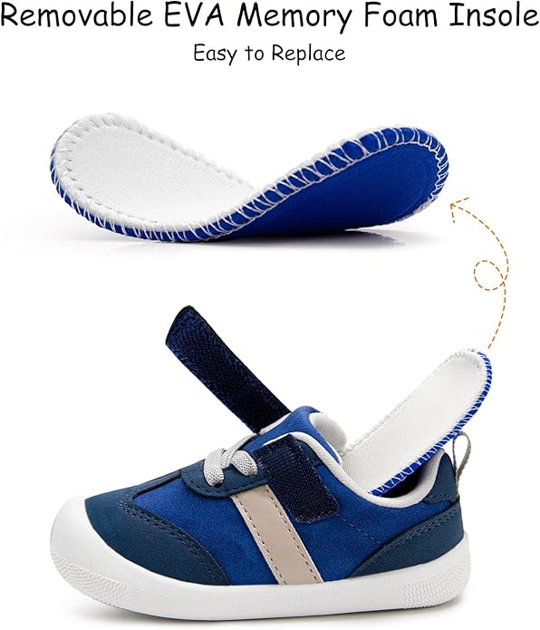 Baby Shoes Boys Girls Barefoot Wide Toe Box Zero Drop First Walkers PU Leather Nonslip Toddler Sneakers for 6-24 Months Infant Walking,Running,Crawling