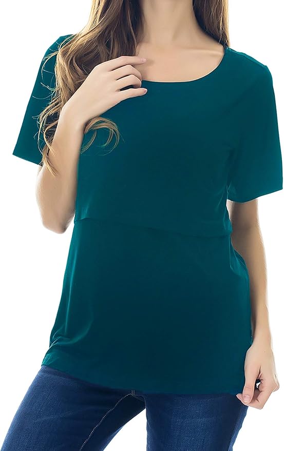 Smallshow Women's Maternity Nursing Tops Short Sleeve Breastfeeding Clothes